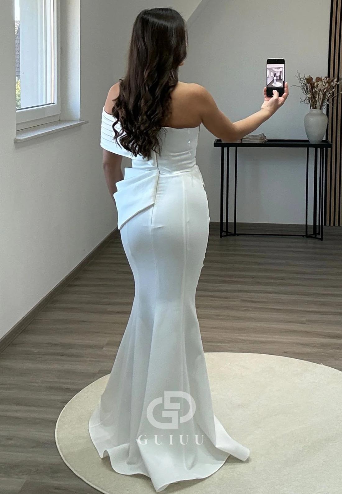 Mermaid One Shoulder Off-Shoulder Satin Evening Dress