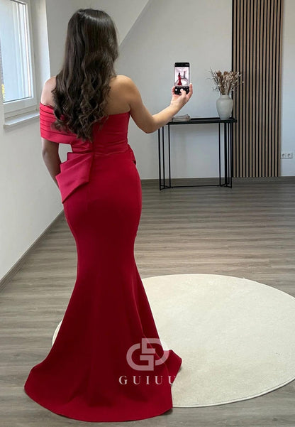 Mermaid One Shoulder Off-Shoulder Satin Evening Dress
