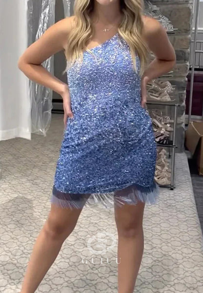 One Shoulder Sequined Sleeveless Fringes Homecoming Cocktail Dress