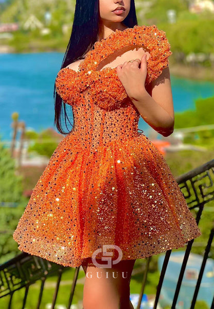 Papaya One Shoulder Sleeveless A-Line Homecoming Dress