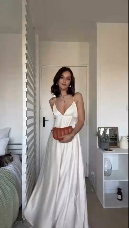 Sexy V neck Backless Maix Summer Dress