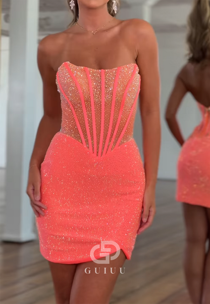 Charming A-Line Strapless Sleeveless Corset Homecoming Dress