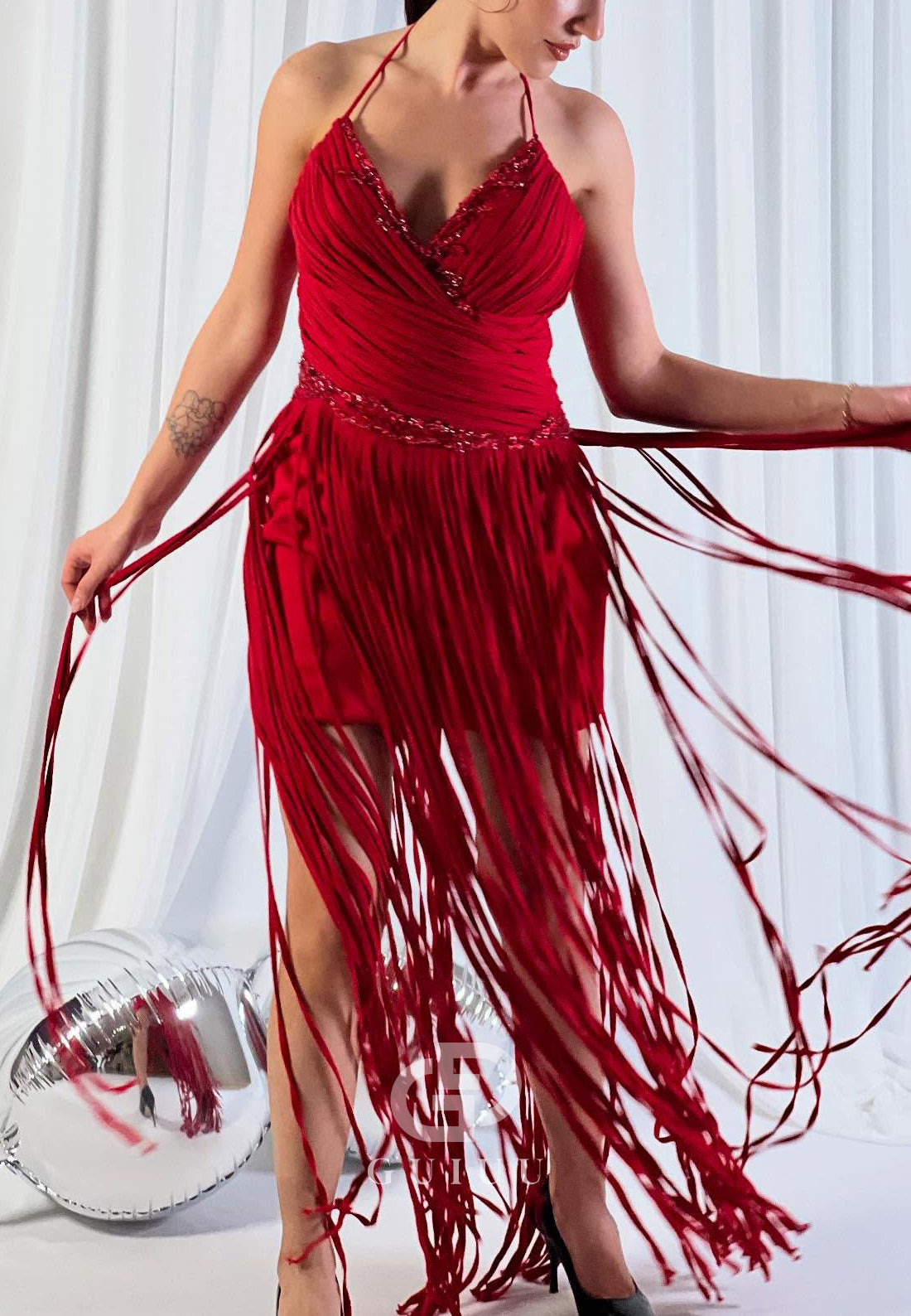 Red Halter Sleeveless Sweetheart Ruched Homecoming Dress