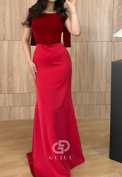 Red Spaghetti Straps Scoop Ruched Corset Prom Dress