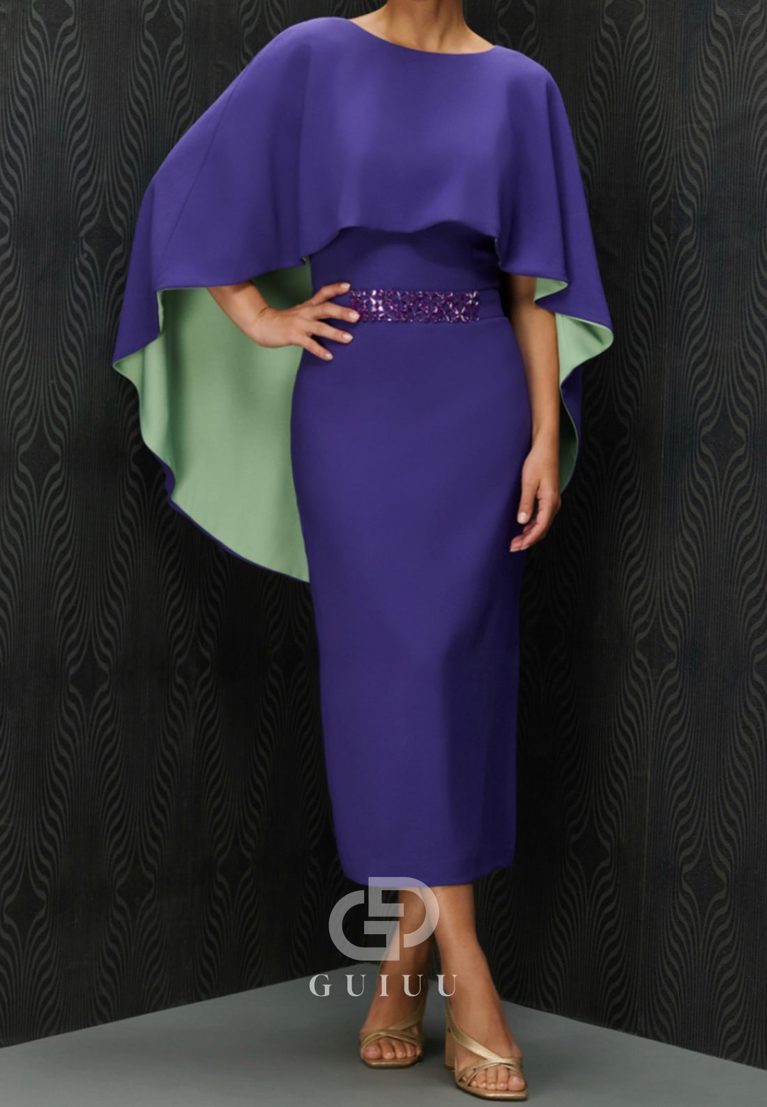 Regency Cape Scoop Empire-Waist A-Line Mother of the Bride Dress