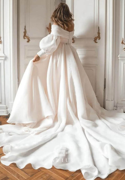Romantic Long Sleeves Off-Shoulder Wedding Dress