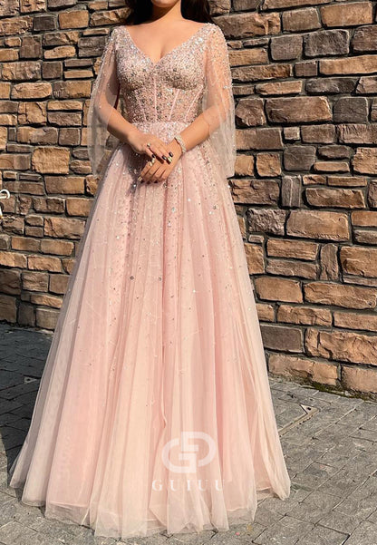 Rose Petal Cap Sleeves Sweetheart Sequins Lace Prom Dress