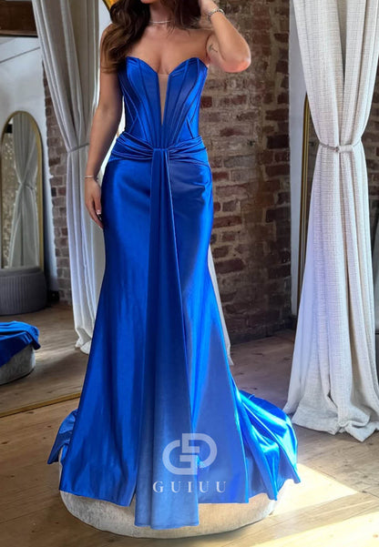 Royal Blue Sleeveless Sweetheart A-Line Prom Dress