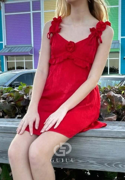 Satin Homecoming Dress Short Cocktail Dress with Rufffles