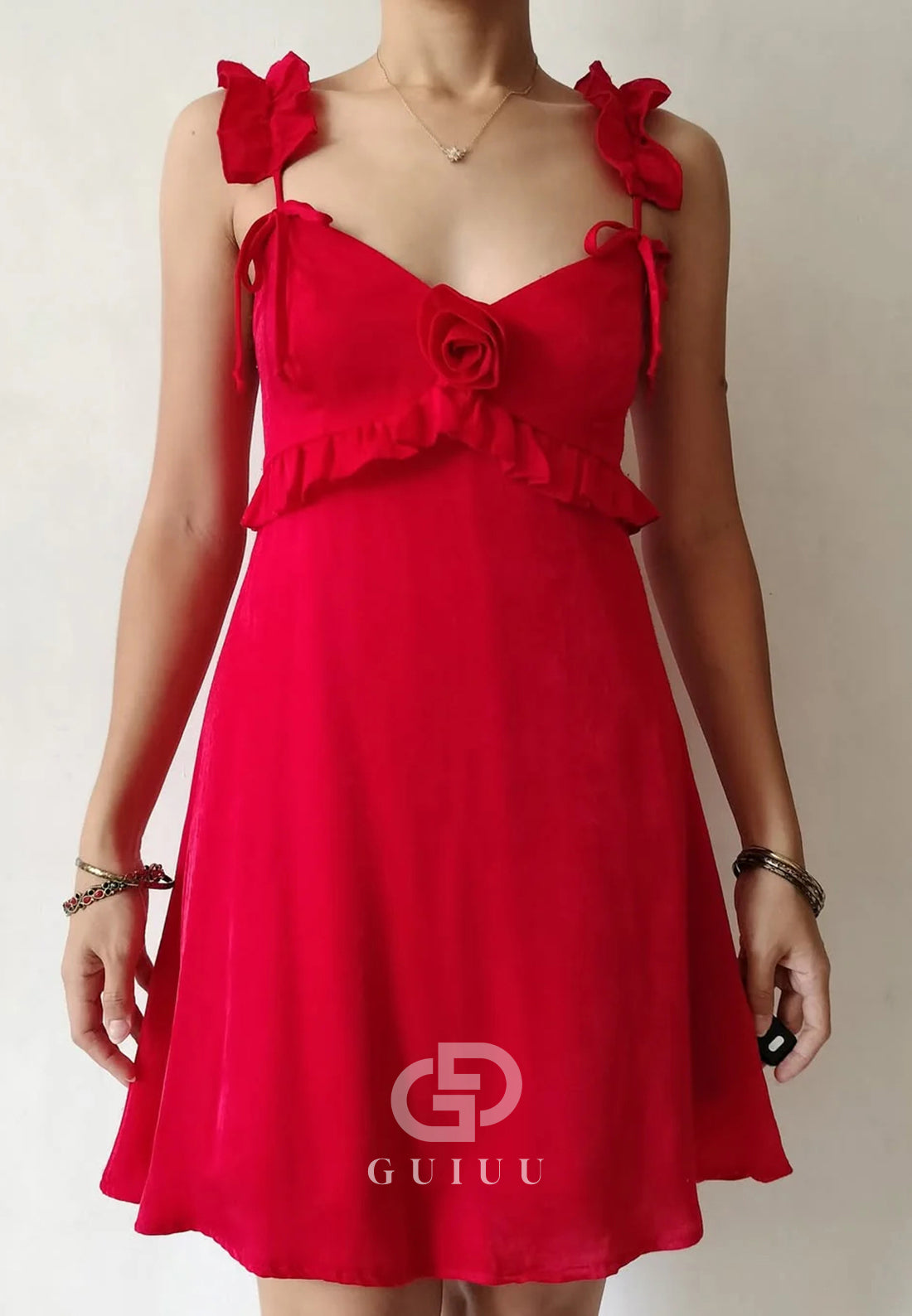 Satin Homecoming Dress Short Cocktail Dress with Rufffles