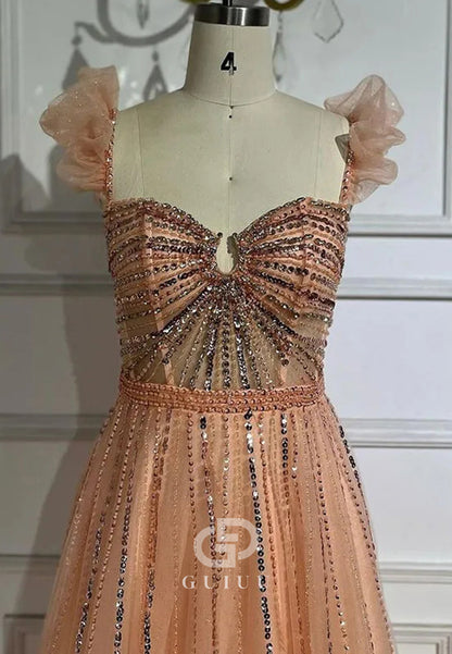 Charming A-Line Sweetheart Empire-Waist Lace Prom Dress