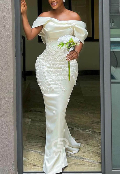 Sheath Column Sleeveless Satin Wedding Dress With Bow