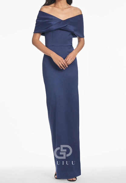 Simple A-Line Off-Shoulder Corset Floor-Length Mother of the Bride Dress