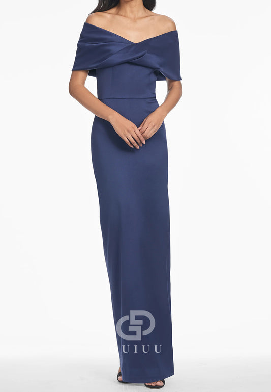 Simple A-Line Off-Shoulder Corset Floor-Length Mother of the Bride Dress