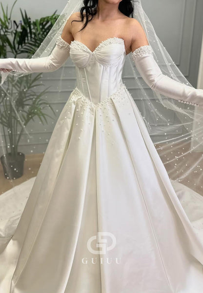 Simple Long Sleeves Off-Shoulder Corset A-Line Wedding Dress