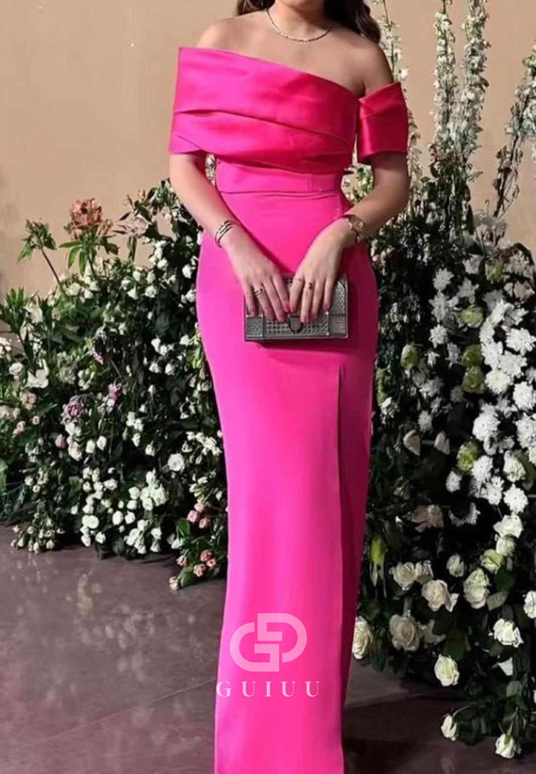 Simple Off-Shoulder Sleeveless Floor-Length Evening Dress