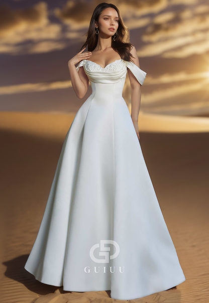 Simple Sleeveless Strapless Empire-Waist Satin Wedding Dress
