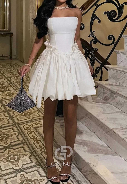 Simple Strapless Sleeveless Empire-Waist Homecoming Dress