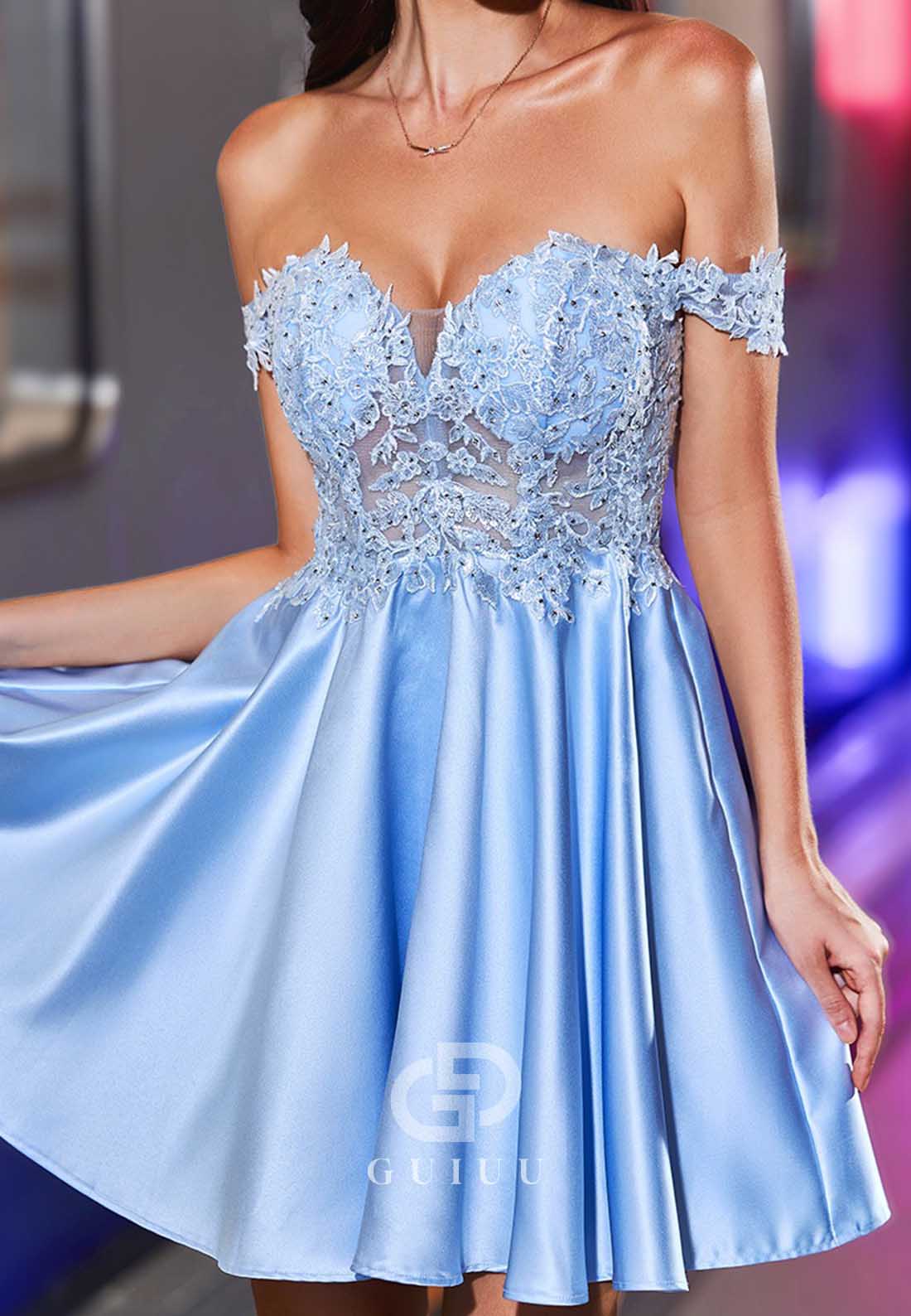 Sky Blue Sweetheart Sleeveless Corset Tulle Homecoming Dress