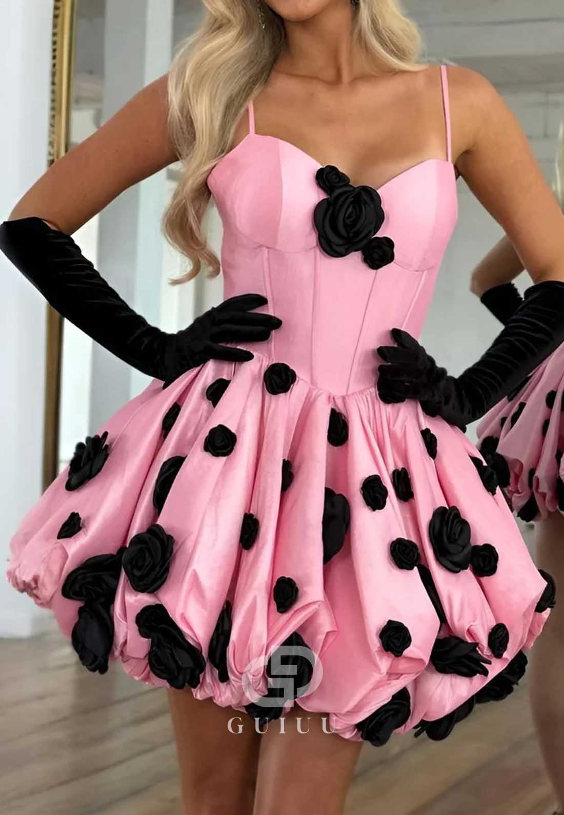 Spaghetti Straps Scoop Appliques A-Line Homecoming Dress