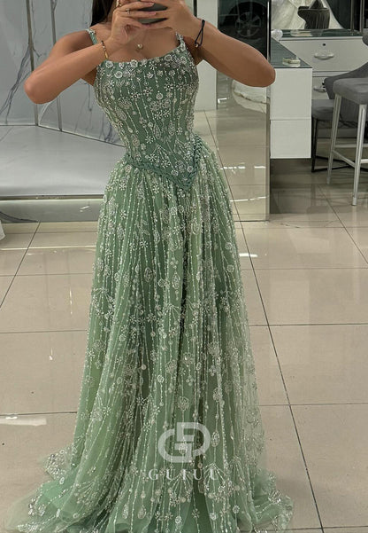 Spaghetti Straps Scoop Empire-Waist Evening Dress