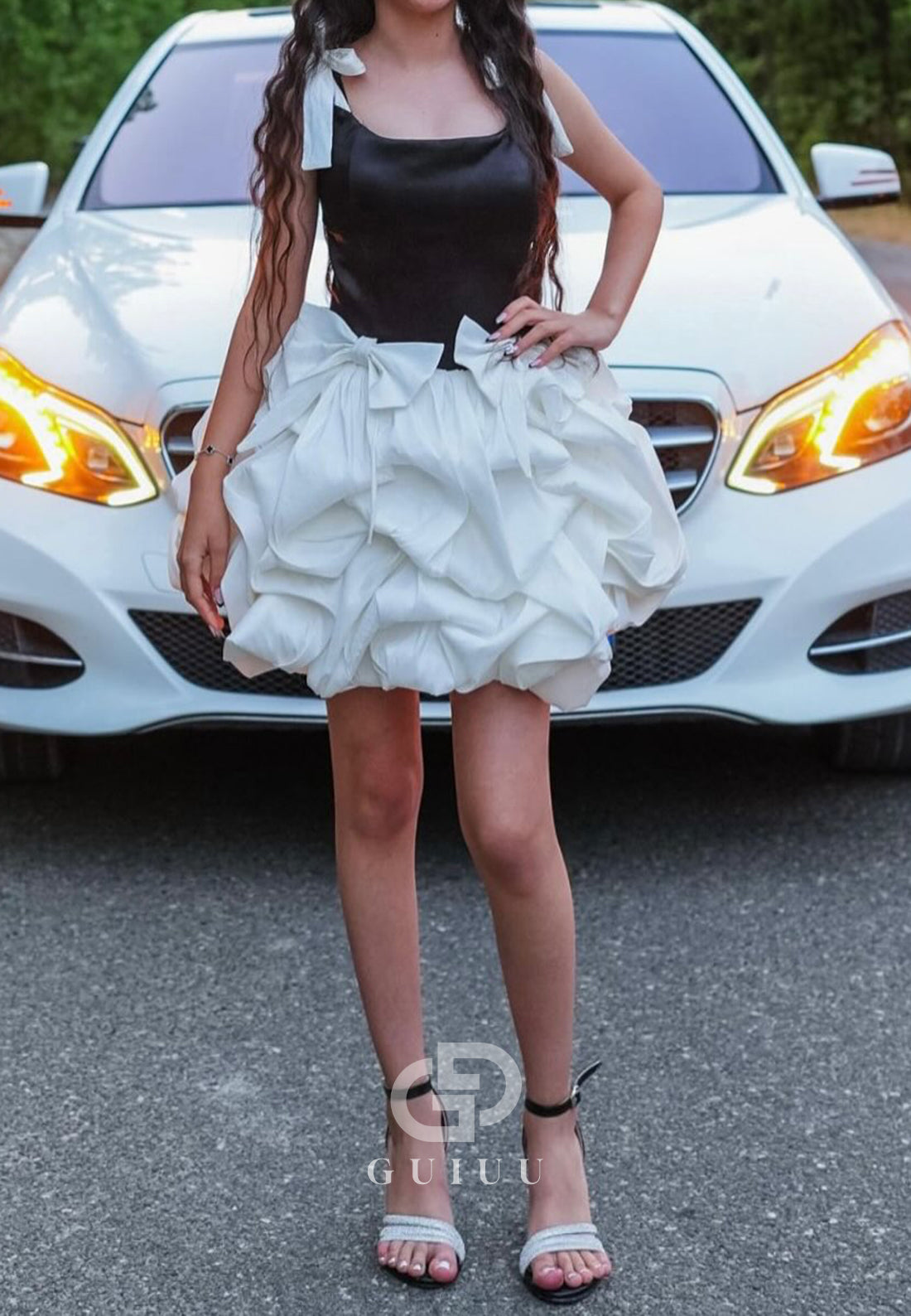 Spaghetti Straps Scoop Short Ruched Homecoming Dress