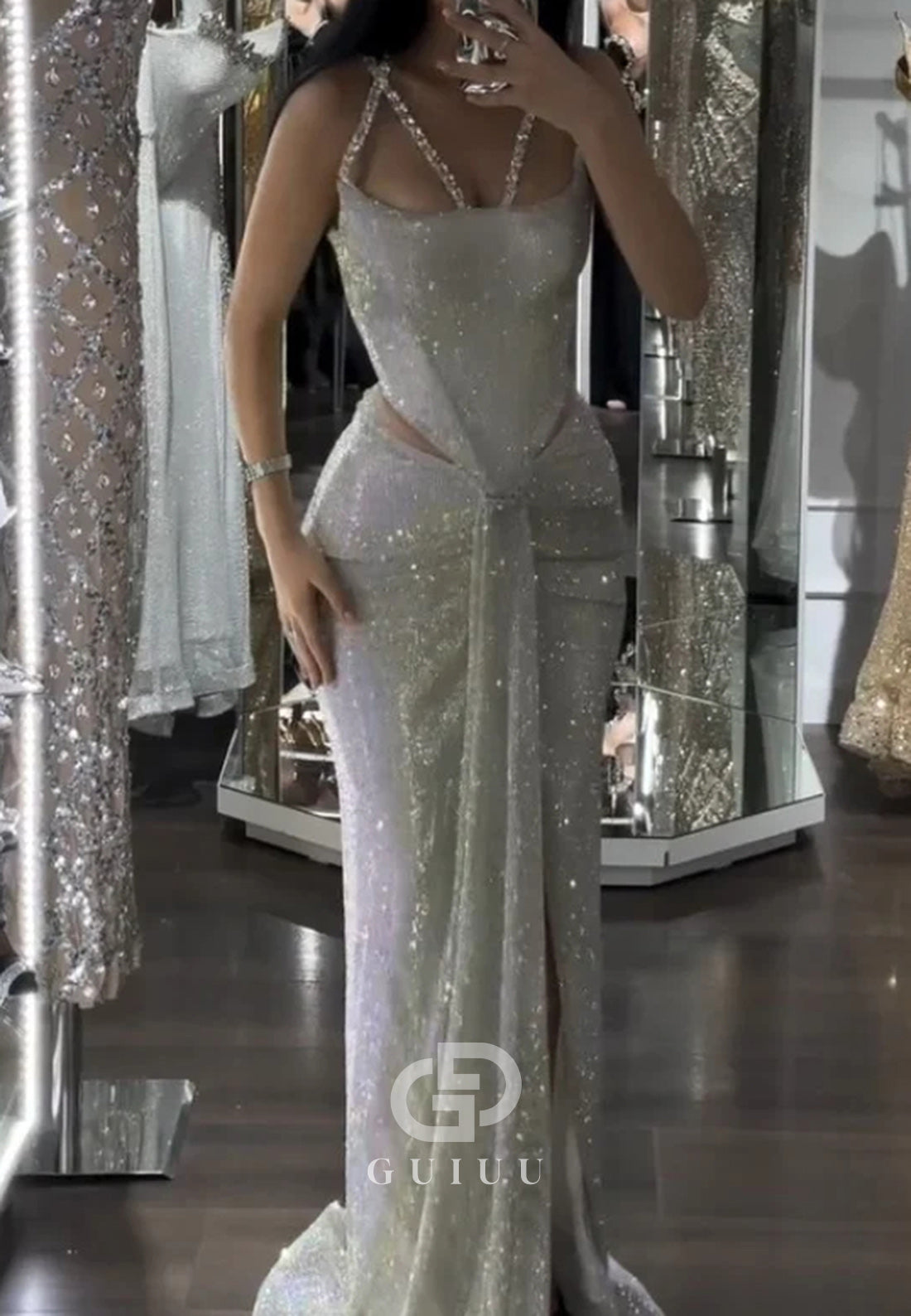Sparkly Luxurious Beaded Prom Dress with Split