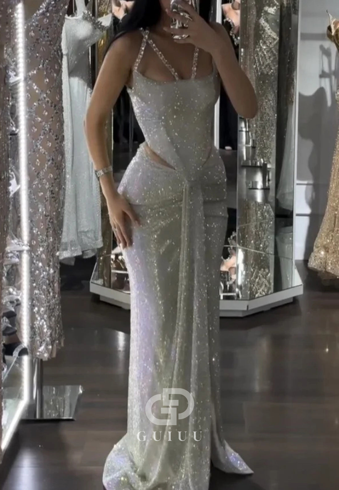 Sparkly Luxurious Beaded Prom Dress with Split