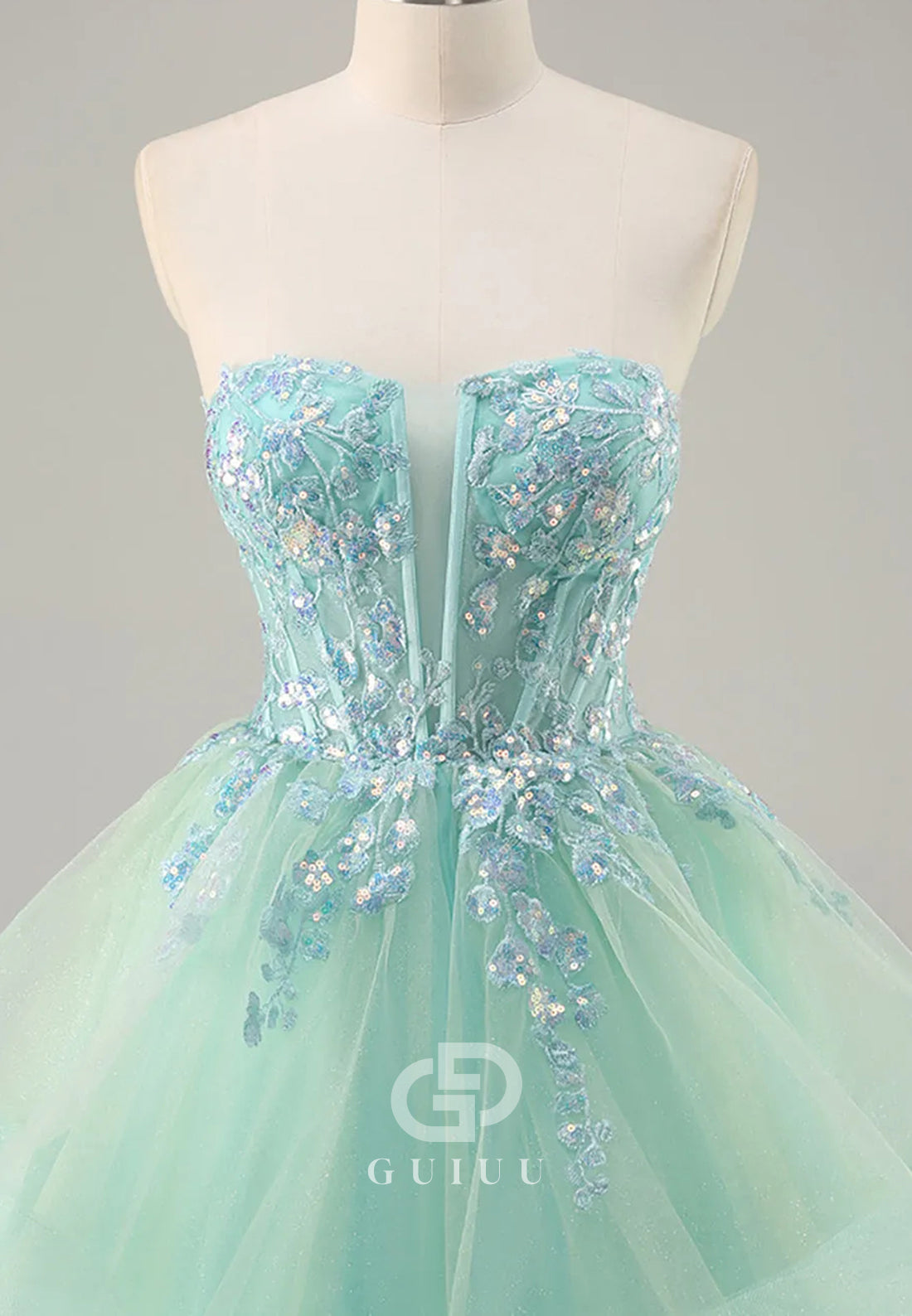 Sparkly Caribbean Strapless Corset Long Prom Dress with Ruffles