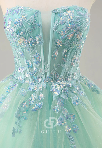 Sparkly Caribbean Strapless Corset Long Prom Dress with Ruffles