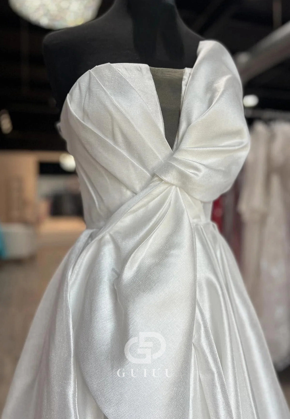 Strapless Sleeveless Satin A-Line Long Prom Dress