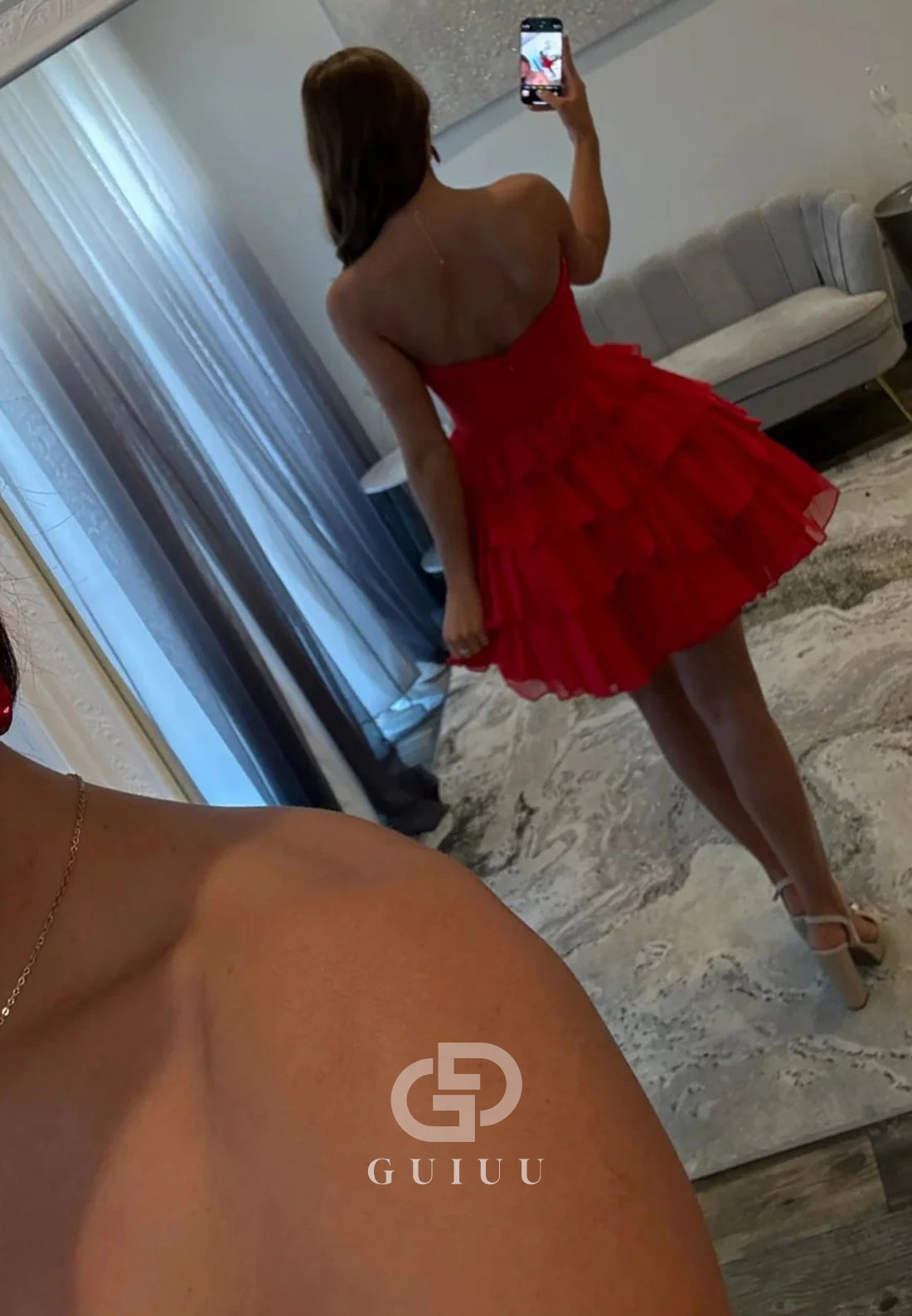 Strapless Sleeveless Ruffles Tiered Homecoming Dress