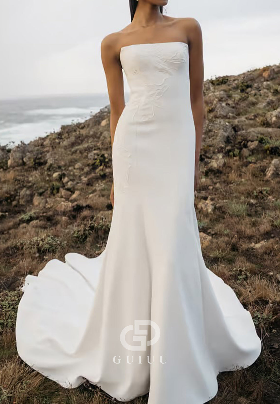 Strapless Sleeveless Satin Mermaid Wedding Dress