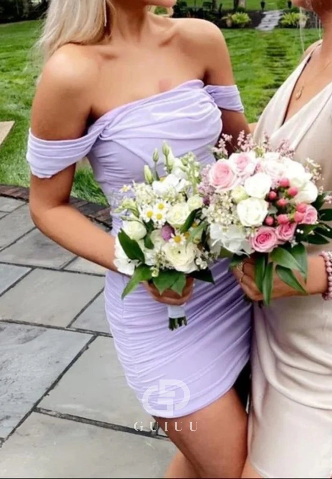 Stunning Off the Shoulder Ruched Bodycon Short Homecoming Dress