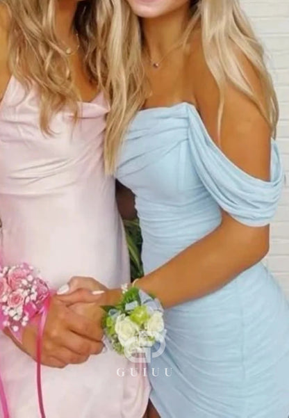 Stunning Off the Shoulder Ruched Bodycon Short Homecoming Dress