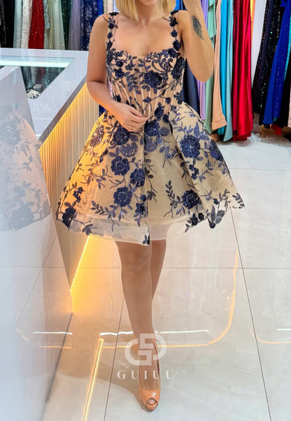 Sweetheart Appliques Straps A-Line Party Homecoming Dress