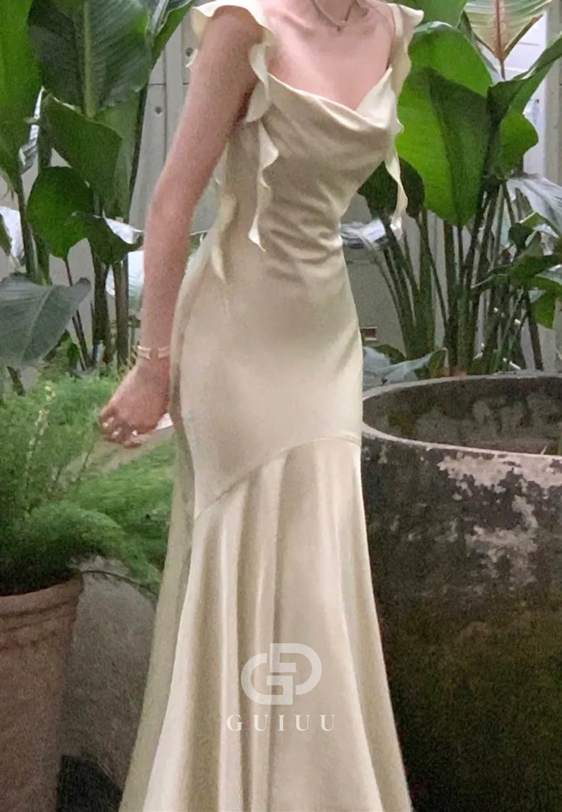 Trendy Mermaid Spaghetti Straps Light Pink Long Prom Dress with Ruffles