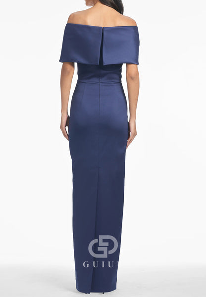 Simple A-Line Off-Shoulder Corset Floor-Length Mother of the Bride Dress