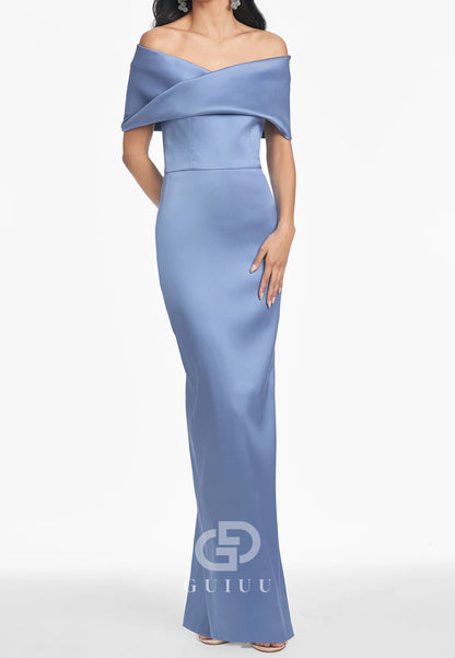 Simple A-Line Off-Shoulder Corset Floor-Length Mother of the Bride Dress