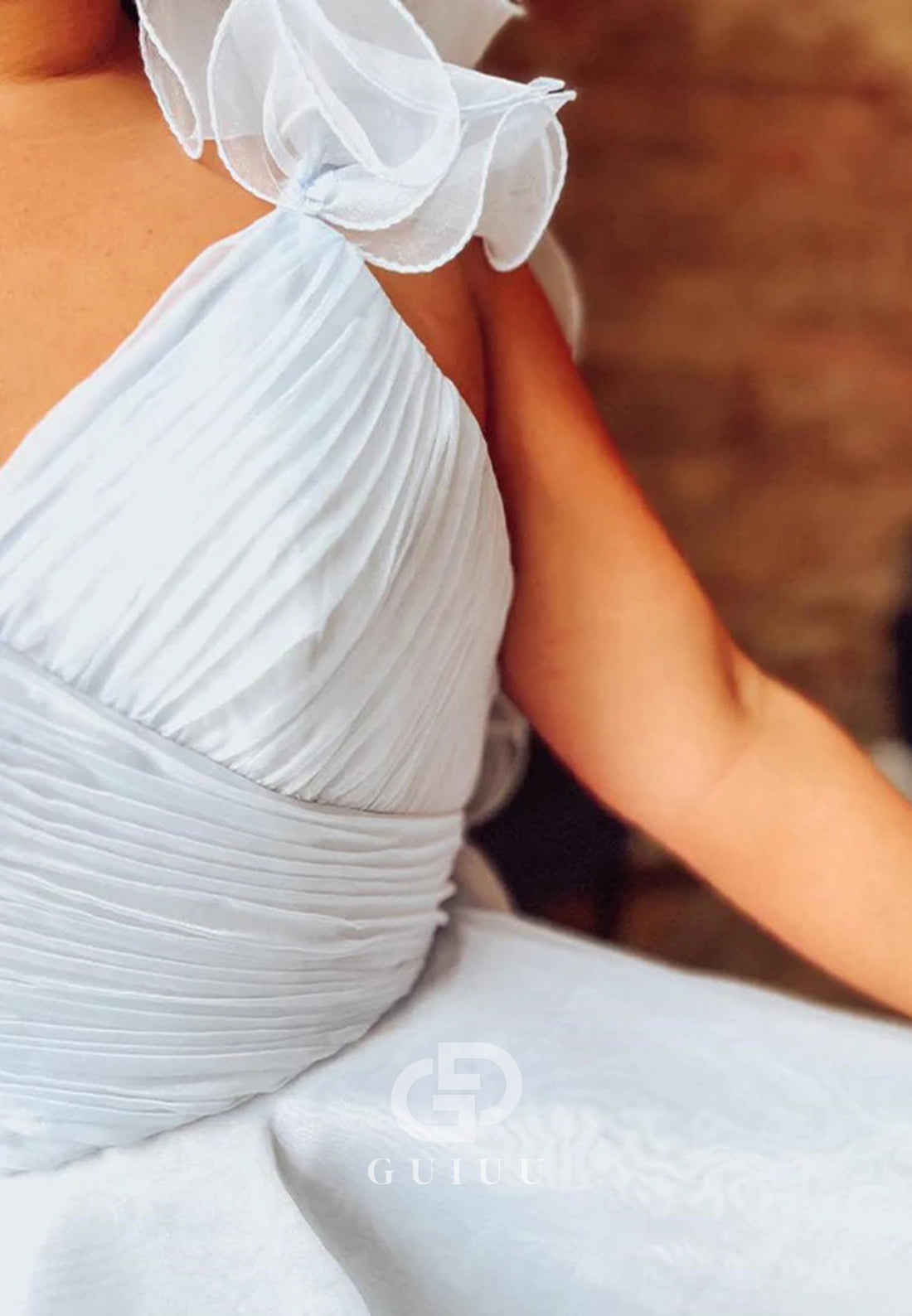 A Line Surplice Ruffles Straps Tulle Homecoming Dress