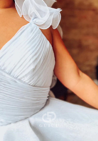 A Line Surplice Ruffles Straps Tulle Homecoming Dress