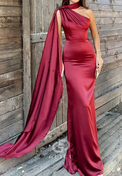 Simple Halter Sleeveless Ruched Sheath Prom Dress