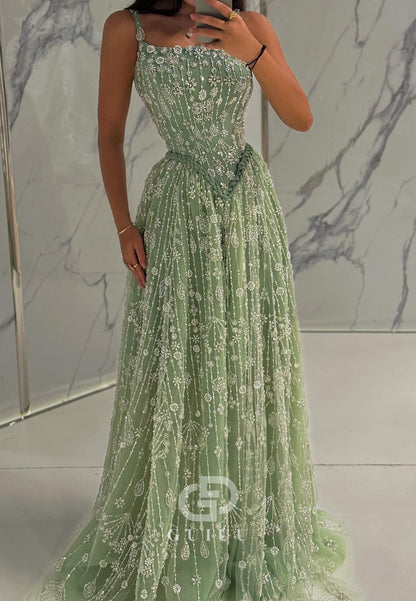 Spaghetti Straps Scoop Empire-Waist Evening Dress