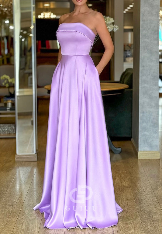 Simple A-Line Sleeveless Strapless Empire-Waist Mother of the Bride Dress
