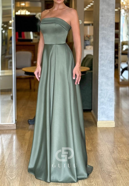 Simple A-Line Sleeveless Strapless Empire-Waist Mother of the Bride Dress