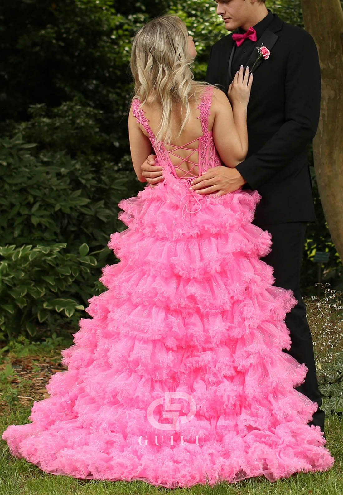 Blushing Pink Spaghetti Straps Sweetheart Ruffles Prom Dress