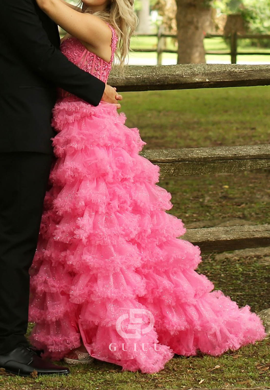 Blushing Pink Spaghetti Straps Sweetheart Ruffles Prom Dress