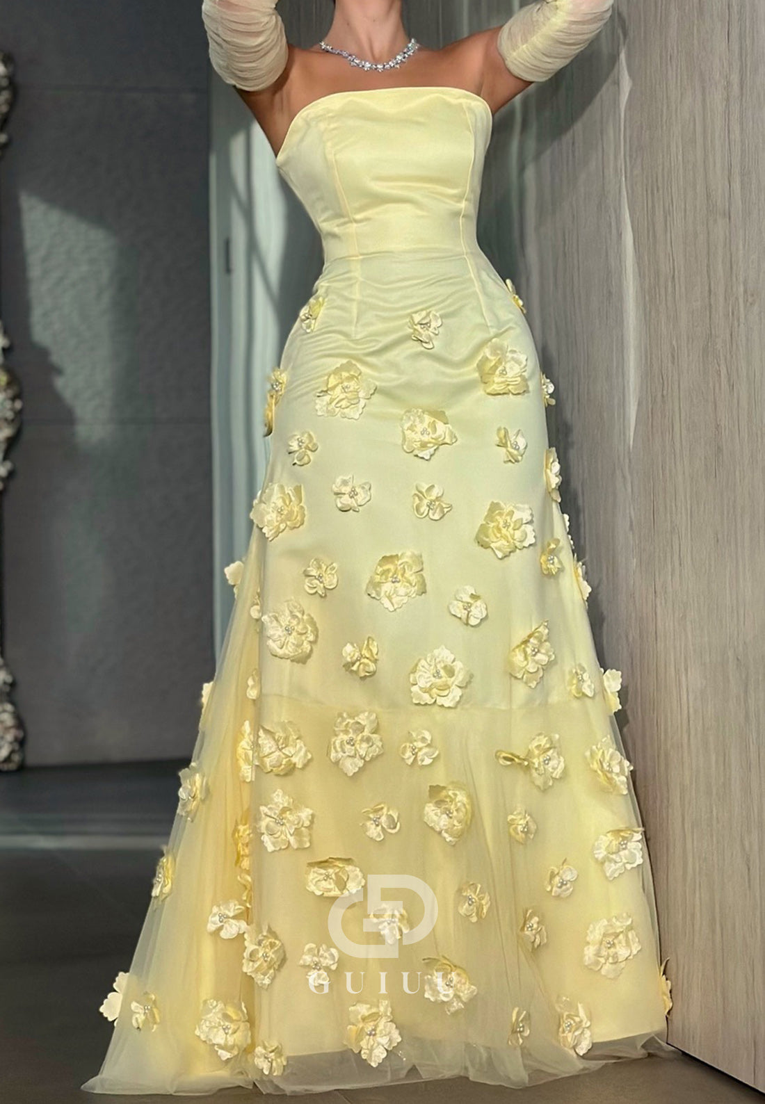 Charming A-Line Off-Shoulder Floral Appliques Evening Dress