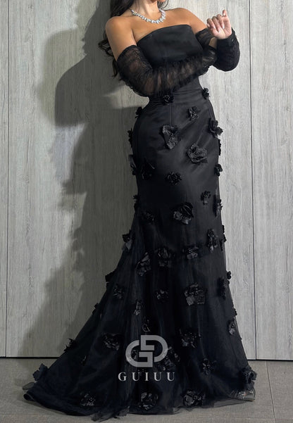 Charming A-Line Off-Shoulder Floral Appliques Evening Dress