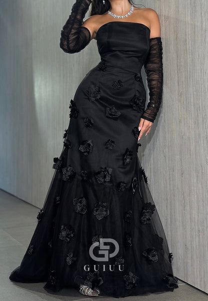 Charming A-Line Off-Shoulder Floral Appliques Evening Dress
